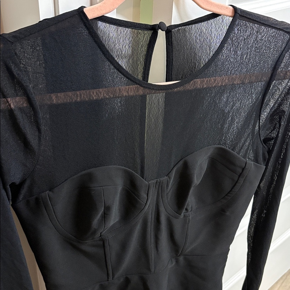NBD REVOLVE Anita mini dress size small black  LBD mesh sleeves date night - Picture 5 of 11